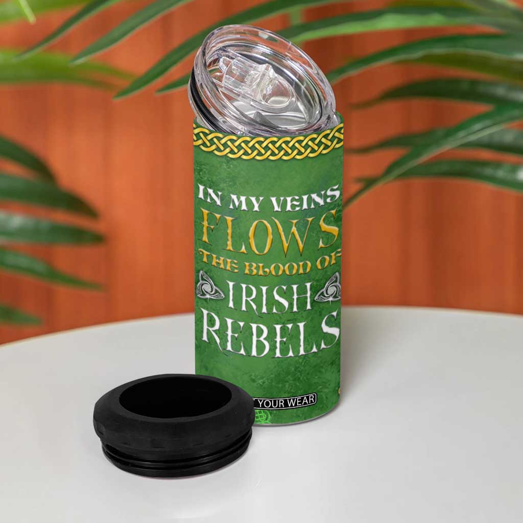 Irish Pride Celtic Cross 4 in 1 Can Cooler Tumbler In My Veins Flows The Blood Of Irish Rebels Ireland TB02 Print Your Wear