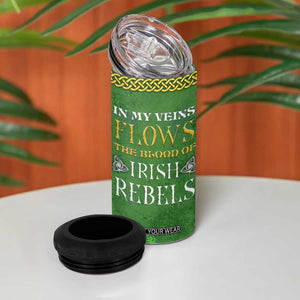Irish Pride Celtic Cross 4 in 1 Can Cooler Tumbler In My Veins Flows The Blood Of Irish Rebels Ireland TB02 Print Your Wear