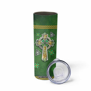 Irish Pride Celtic Cross Skinny Tumbler In My Veins Flows The Blood Of Irish Rebels Ireland TB02 Print Your Wear
