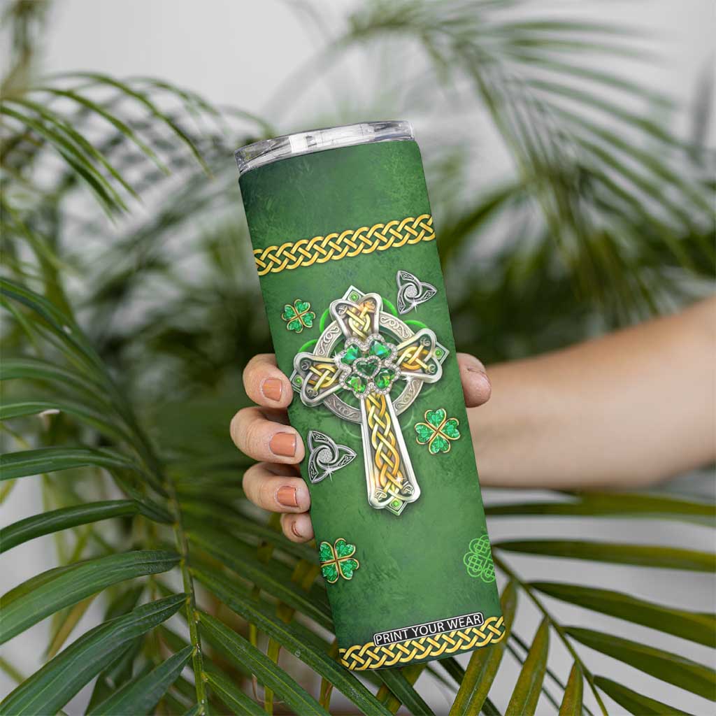 Irish Pride Celtic Cross Skinny Tumbler In My Veins Flows The Blood Of Irish Rebels Ireland TB02 Print Your Wear