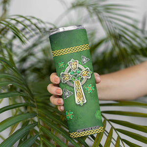 Irish Pride Celtic Cross Skinny Tumbler In My Veins Flows The Blood Of Irish Rebels Ireland TB02 Print Your Wear