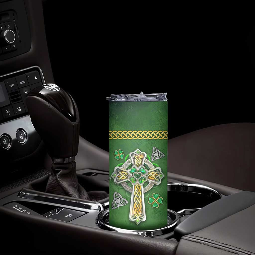 Irish Pride Celtic Cross Skinny Tumbler In My Veins Flows The Blood Of Irish Rebels Ireland TB02 Print Your Wear