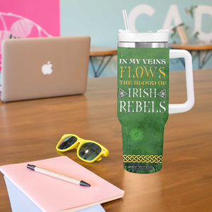 Irish Pride Celtic Cross Tumbler With Handle In My Veins Flows The Blood Of Irish Rebels Ireland TB02 Print Your Wear