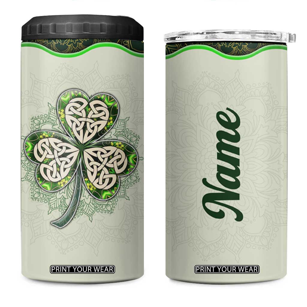 Personalized Lucky Celtic Shamrock 4 in 1 Can Cooler Tumbler Custom Name Ireland Irish Pride TB02 One Size: 16 oz Green Print Your Wear