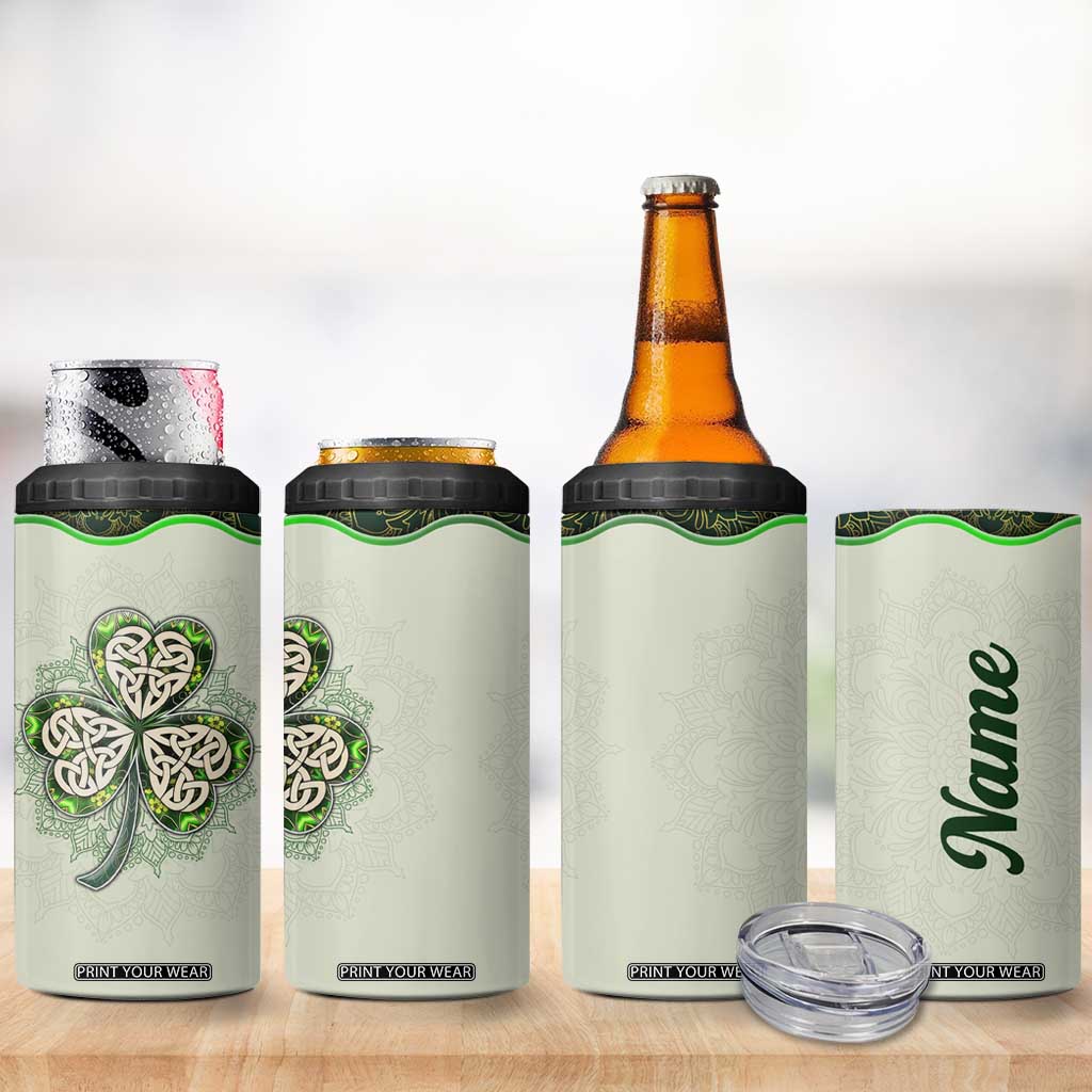 Personalized Lucky Celtic Shamrock 4 in 1 Can Cooler Tumbler Custom Name Ireland Irish Pride TB02 Print Your Wear