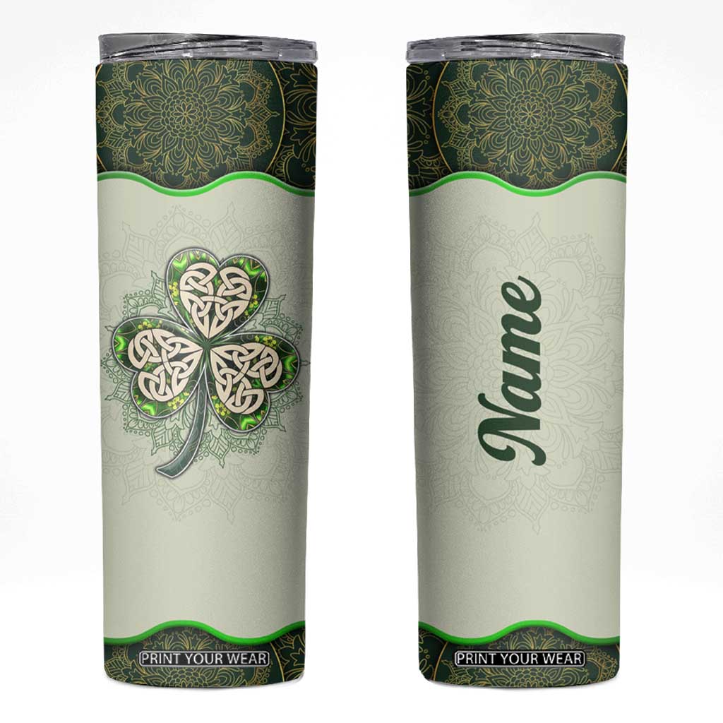 Personalized Lucky Celtic Shamrock Skinny Tumbler Custom Name Ireland Irish Pride TB02 Green Print Your Wear