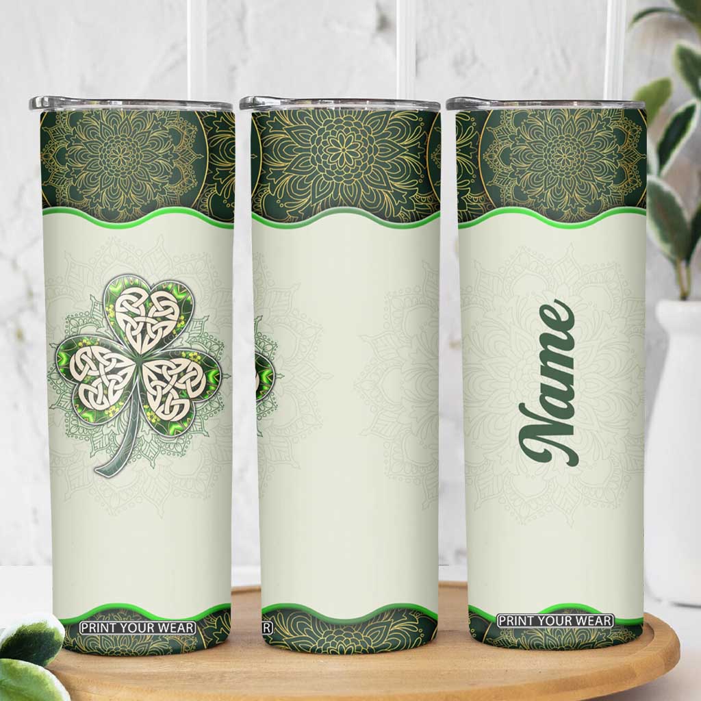 Personalized Lucky Celtic Shamrock Skinny Tumbler Custom Name Ireland Irish Pride TB02 Print Your Wear