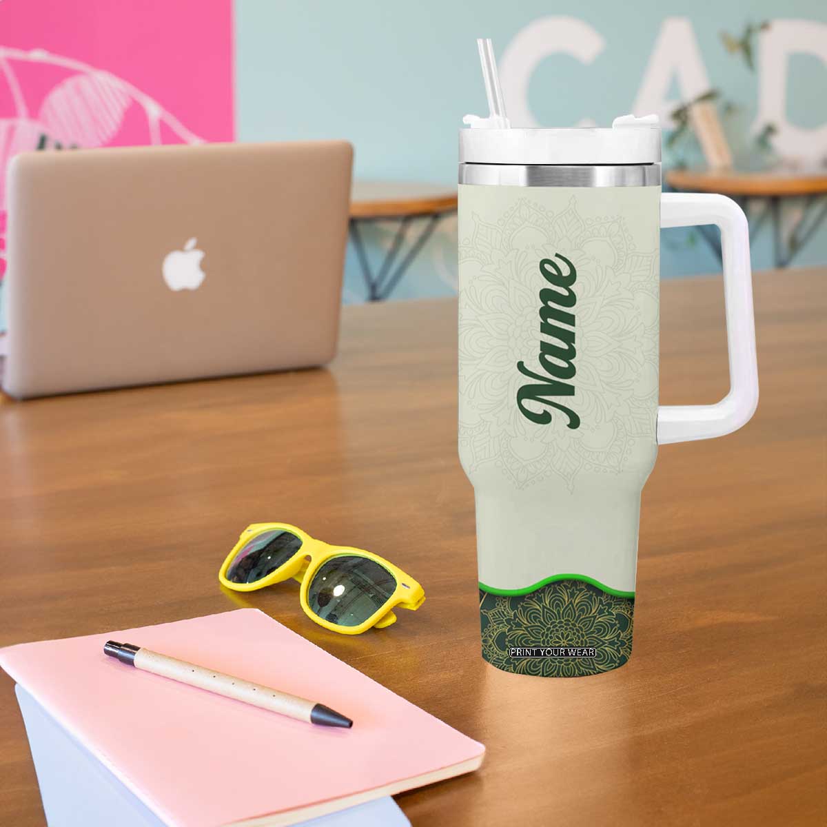 Personalized Lucky Celtic Shamrock Tumbler With Handle Custom Name Ireland Irish Pride TB02 Print Your Wear