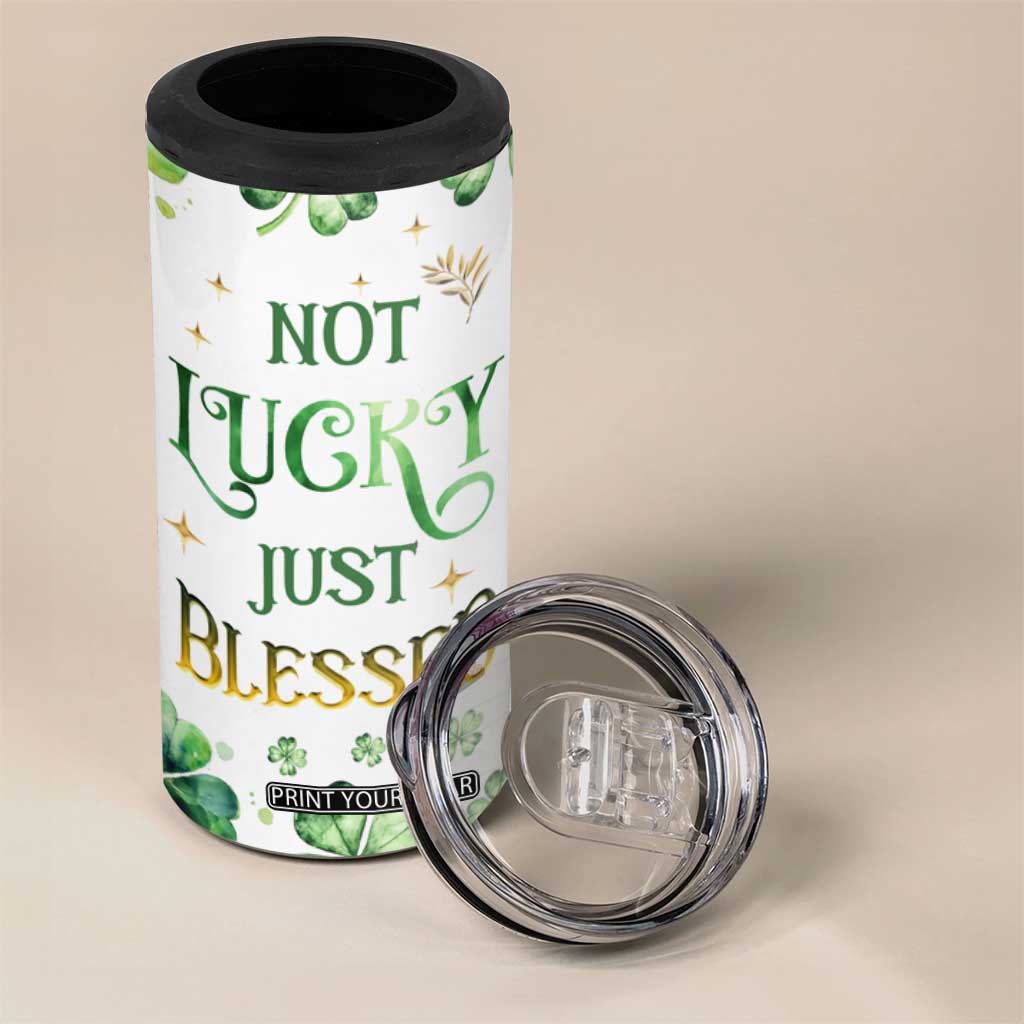 Personalized Irish Green Shamrocks 4 in 1 Can Cooler Tumbler Custom Name Not Lucky Just Blessed TB02 Print Your Wear