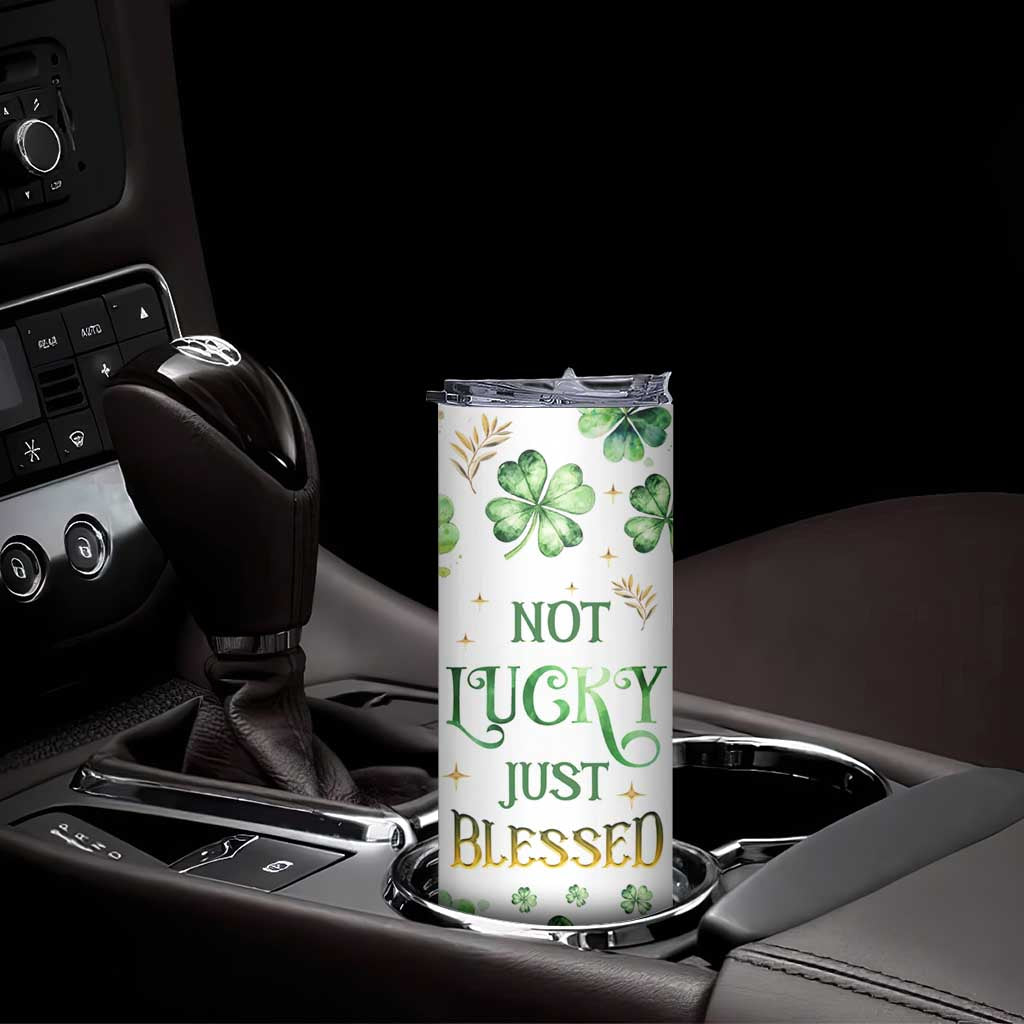 Personalized Irish Green Shamrocks Skinny Tumbler Custom Name Not Lucky Just Blessed TB02 Print Your Wear