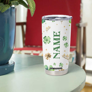 Personalized Irish Green Shamrocks Tumbler Cup Custom Name Not Lucky Just Blessed TB02 Print Your Wear