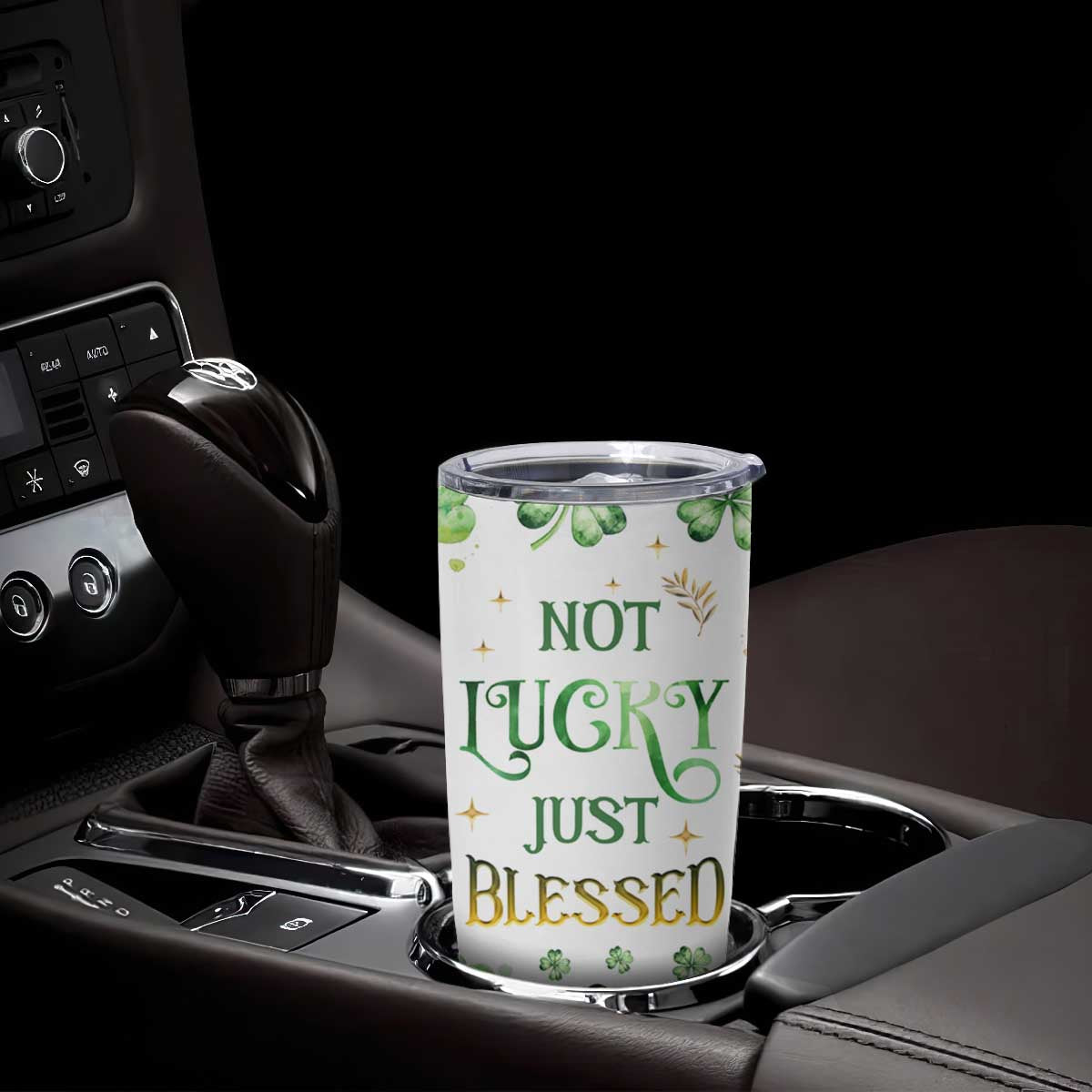 Personalized Irish Green Shamrocks Tumbler Cup Custom Name Not Lucky Just Blessed TB02 Print Your Wear