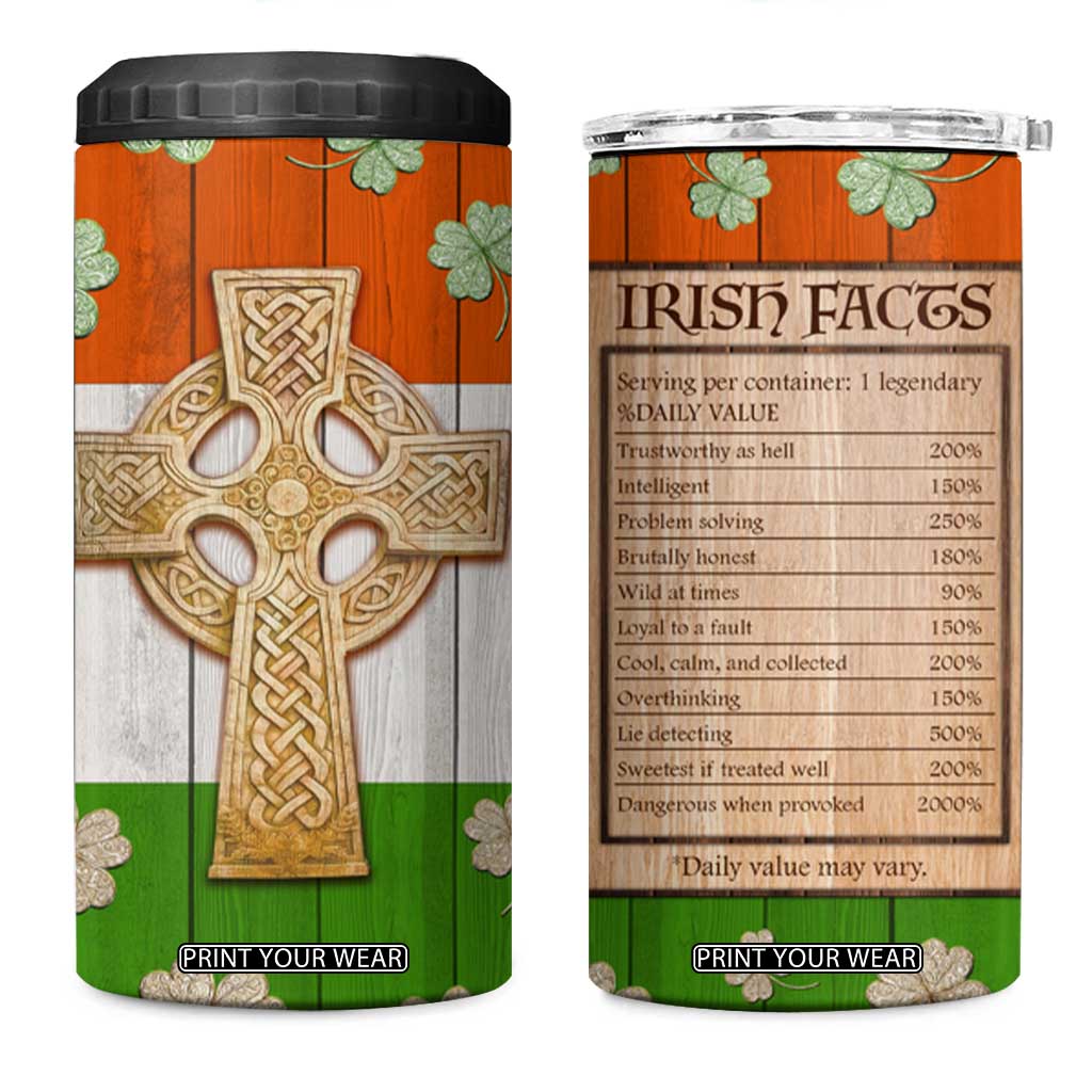 Irish Pride Celtic Cross 4 in 1 Can Cooler Tumbler Funny Nutrtion Fact Ireland Flag Vintage TB02 One Size: 16 oz Wood Print Your Wear