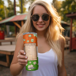Irish Pride Celtic Cross Skinny Tumbler Funny Nutrtion Fact Ireland Flag Vintage TB02 Print Your Wear
