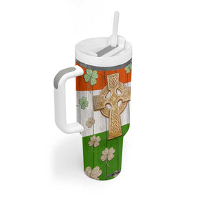 Irish Pride Celtic Cross Tumbler With Handle Funny Nutrtion Fact Ireland Flag Vintage TB02 Print Your Wear