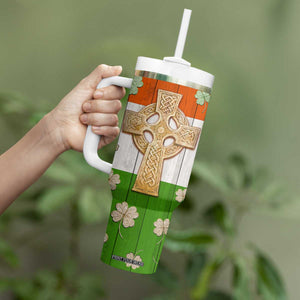 Irish Pride Celtic Cross Tumbler With Handle Funny Nutrtion Fact Ireland Flag Vintage TB02 Print Your Wear