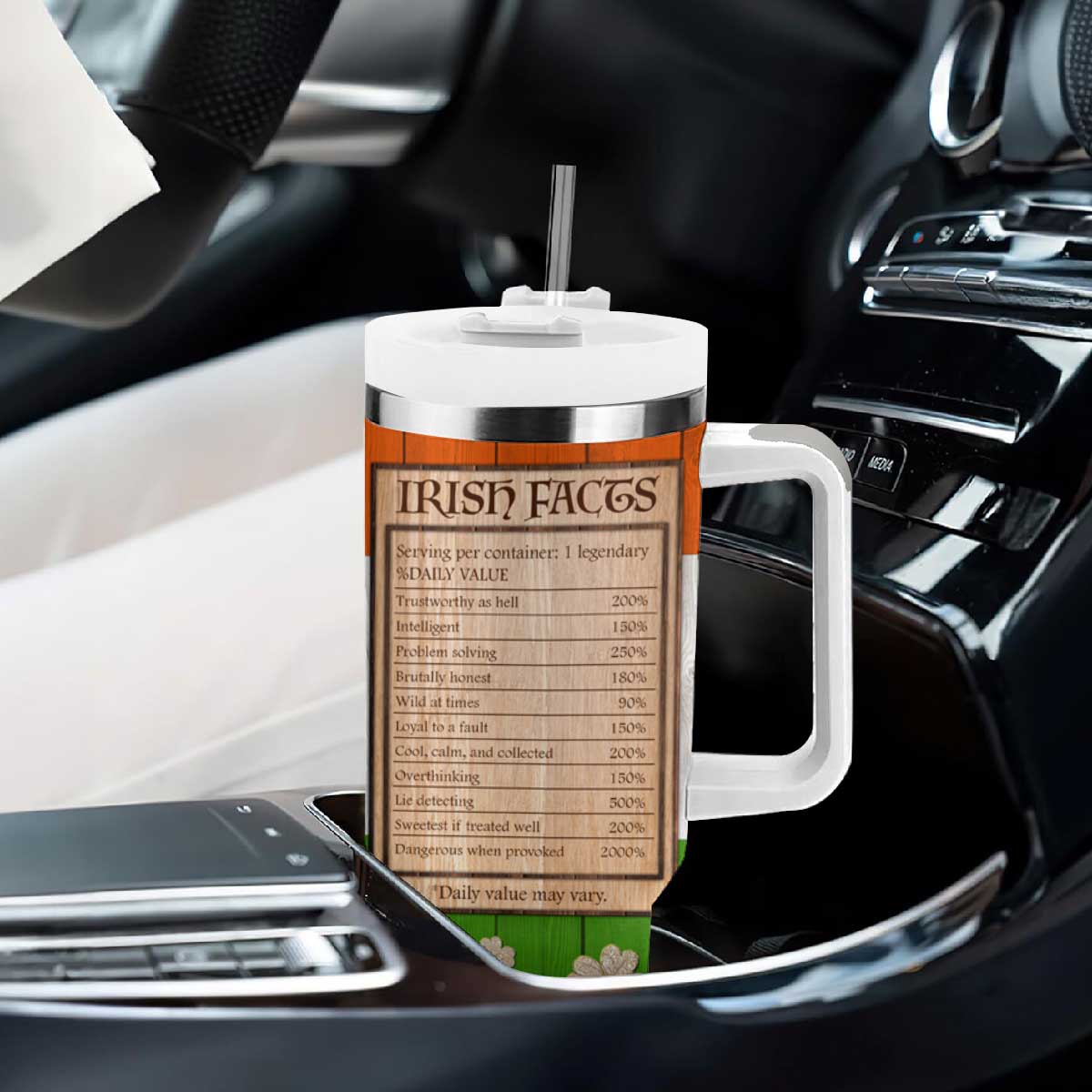 Irish Pride Celtic Cross Tumbler With Handle Funny Nutrtion Fact Ireland Flag Vintage TB02 Print Your Wear