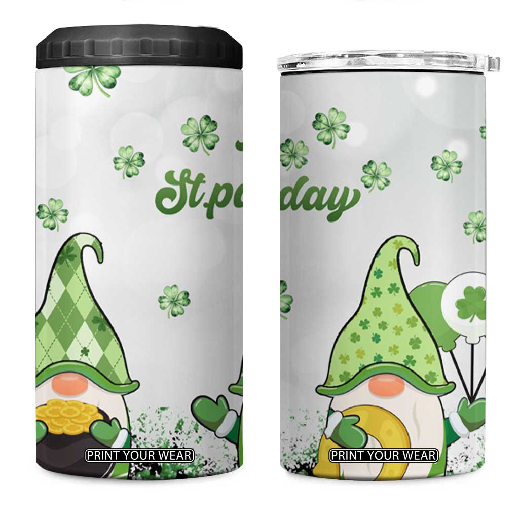 Personalized Lucky Green Gnomies 4 in 1 Can Cooler Tumbler Irish Gnomes Happy St Patrick's Day Leopard TB02 One Size: 16 oz White Print Your Wear