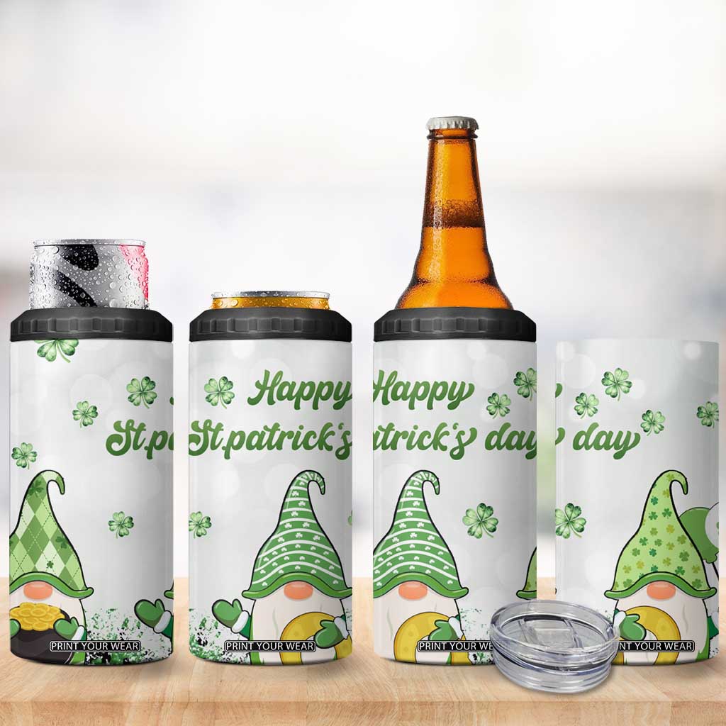 Personalized Lucky Green Gnomies 4 in 1 Can Cooler Tumbler Irish Gnomes Happy St Patrick's Day Leopard TB02 Print Your Wear