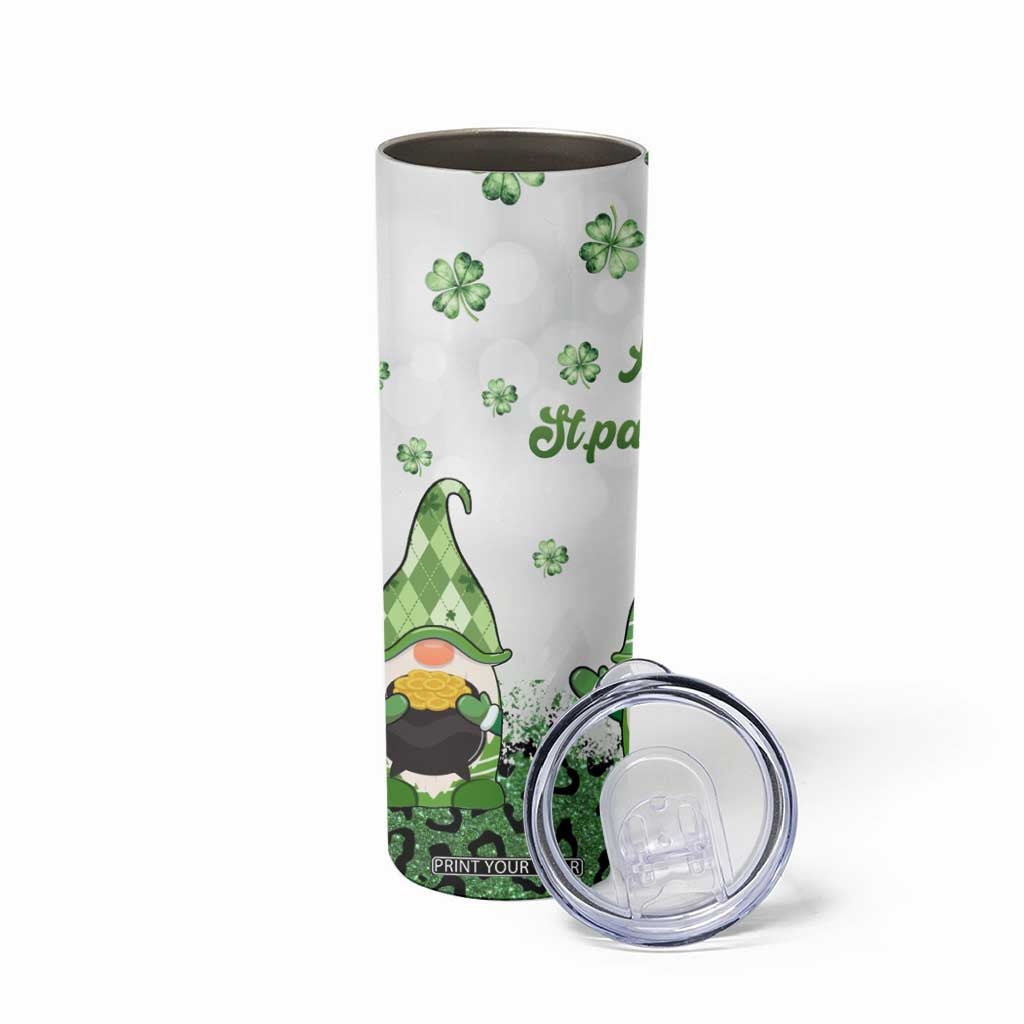 Personalized Lucky Green Gnomies Skinny Tumbler Irish Gnomes Happy St Patrick's Day Leopard TB02 Print Your Wear