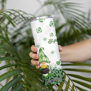 Personalized Lucky Green Gnomies Skinny Tumbler Irish Gnomes Happy St Patrick's Day Leopard TB02 Print Your Wear