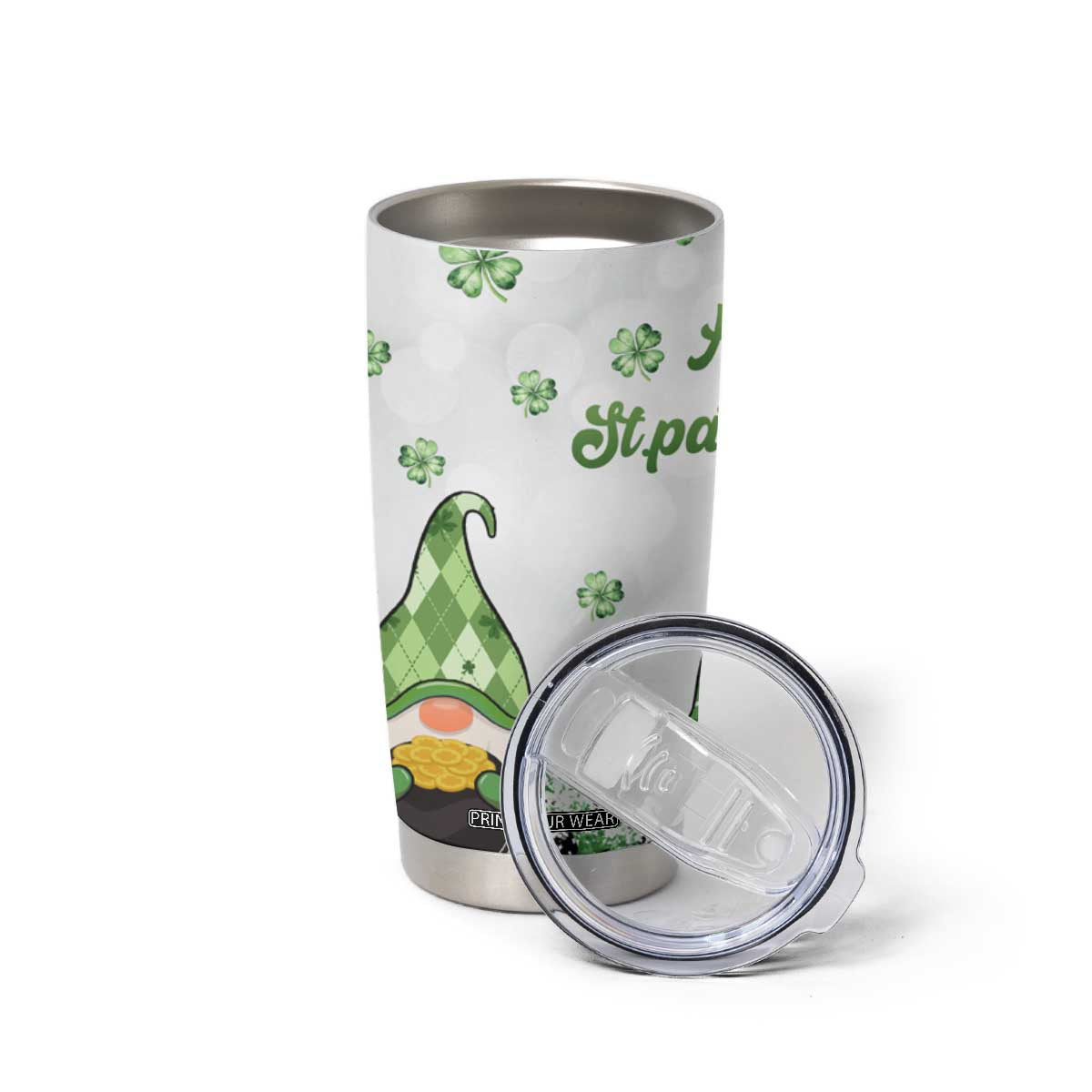 Personalized Lucky Green Gnomies Tumbler Cup Irish Gnomes Happy St Patrick's Day Leopard TB02 Print Your Wear