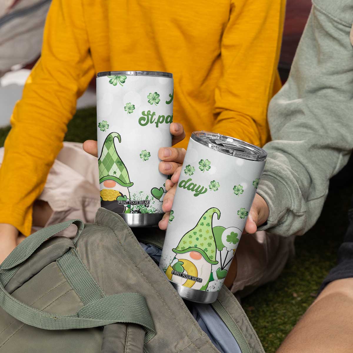 Personalized Lucky Green Gnomies Tumbler Cup Irish Gnomes Happy St Patrick's Day Leopard TB02 Print Your Wear