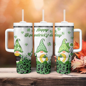 Personalized Lucky Green Gnomies Tumbler With Handle Irish Gnomes Happy St Patrick's Day Leopard TB02 Print Your Wear