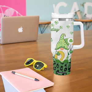 Personalized Lucky Green Gnomies Tumbler With Handle Irish Gnomes Happy St Patrick's Day Leopard TB02 Print Your Wear