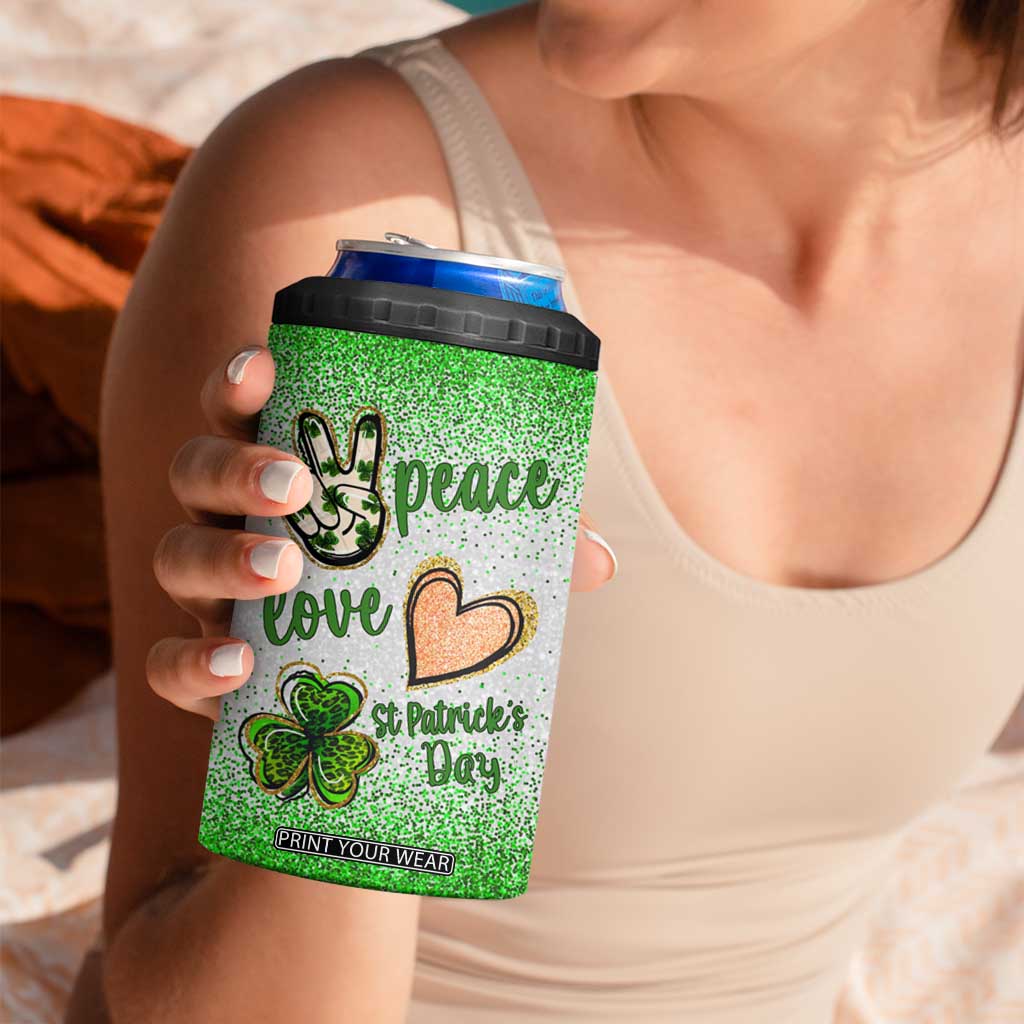 Personalized Green Shamrock 4 in 1 Can Cooler Tumbler Custom Name Lucky Irish Peace Love St Patrick's Day TB02 Print Your Wear