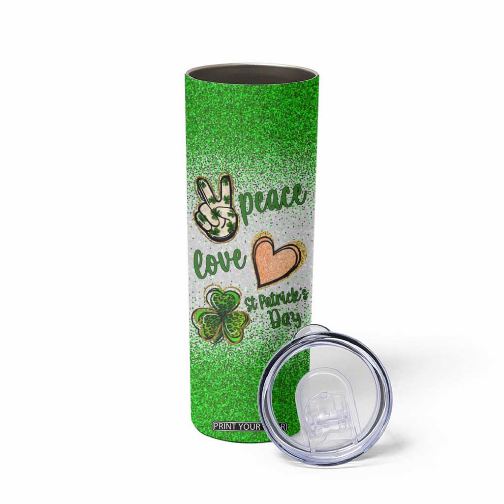 Personalized Green Shamrock Skinny Tumbler Custom Name Lucky Irish Peace Love St Patrick's Day TB02 Print Your Wear