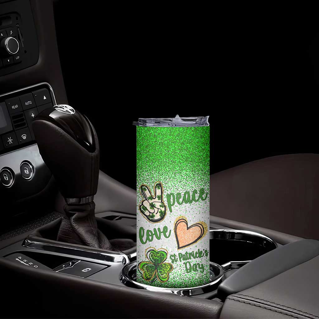 Personalized Green Shamrock Skinny Tumbler Custom Name Lucky Irish Peace Love St Patrick's Day TB02 Print Your Wear