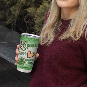 Personalized Green Shamrock Tumbler Cup Custom Name Lucky Irish Peace Love St Patrick's Day TB02 Print Your Wear