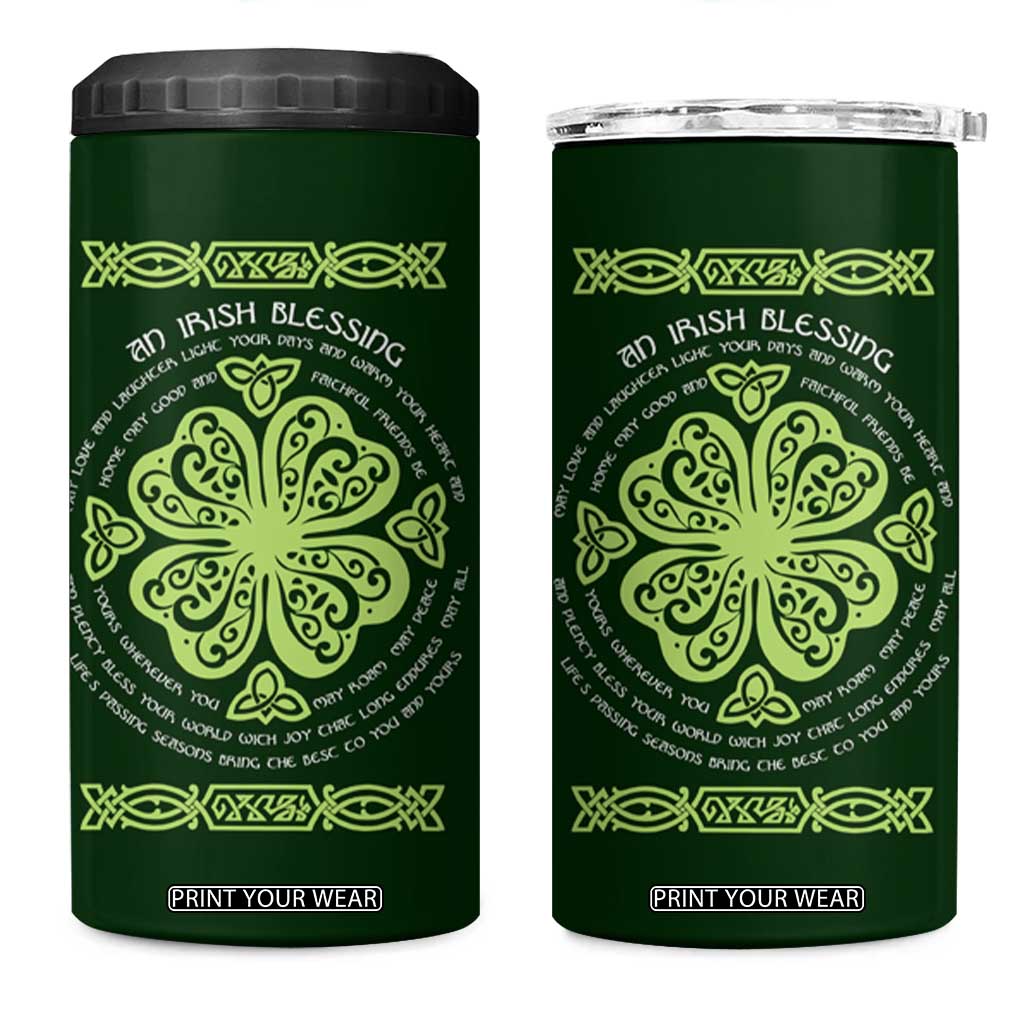 Irish Pride Celtic Shamrock 4 in 1 Can Cooler Tumbler An Irish Blessing Lucky Wishes TB02 One Size: 16 oz Forest Green Print Your Wear