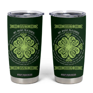 Irish Pride Celtic Shamrock Tumbler Cup An Irish Blessing Lucky Wishes TB02 Forest Green Print Your Wear