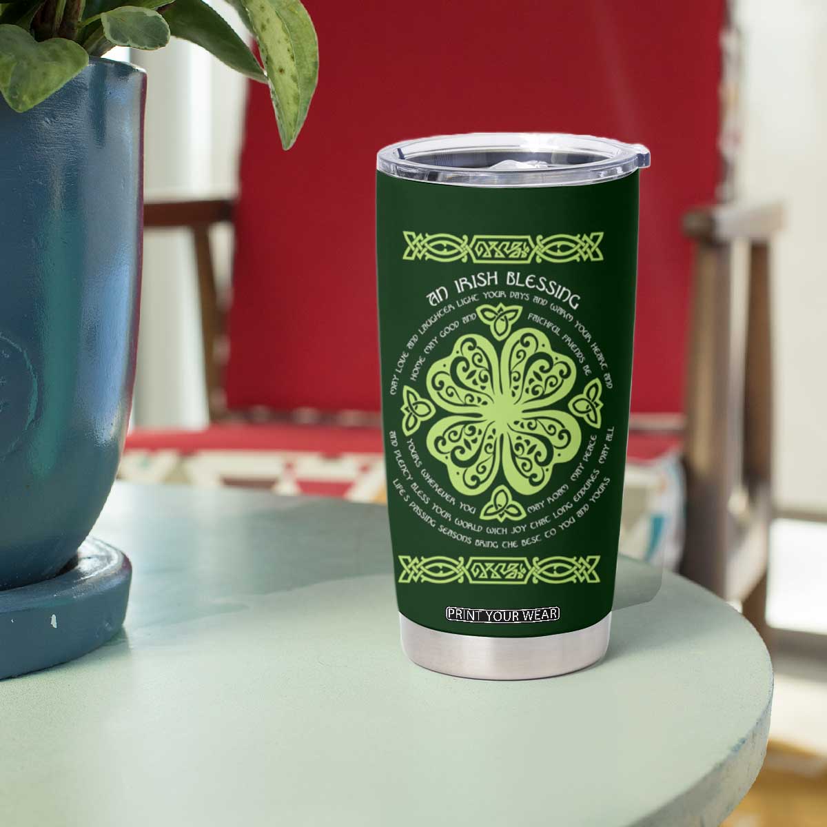Irish Pride Celtic Shamrock Tumbler Cup An Irish Blessing Lucky Wishes TB02 Print Your Wear