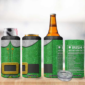 Funny Irish Nutrition Facts 4 in 1 Can Cooler Tumbler Green Leprechaun Costume St Patrick's Day TB02 Print Your Wear