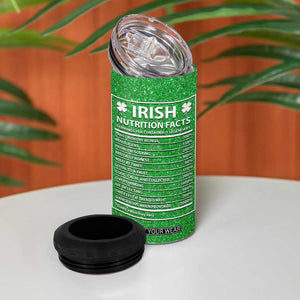 Funny Irish Nutrition Facts 4 in 1 Can Cooler Tumbler Green Leprechaun Costume St Patrick's Day TB02 Print Your Wear