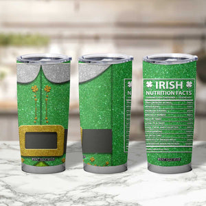 Funny Irish Nutrition Facts Tumbler Cup Green Leprechaun Costume St Patrick's Day TB02 Print Your Wear