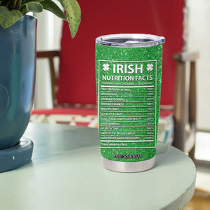 Funny Irish Nutrition Facts Tumbler Cup Green Leprechaun Costume St Patrick's Day TB02 Print Your Wear