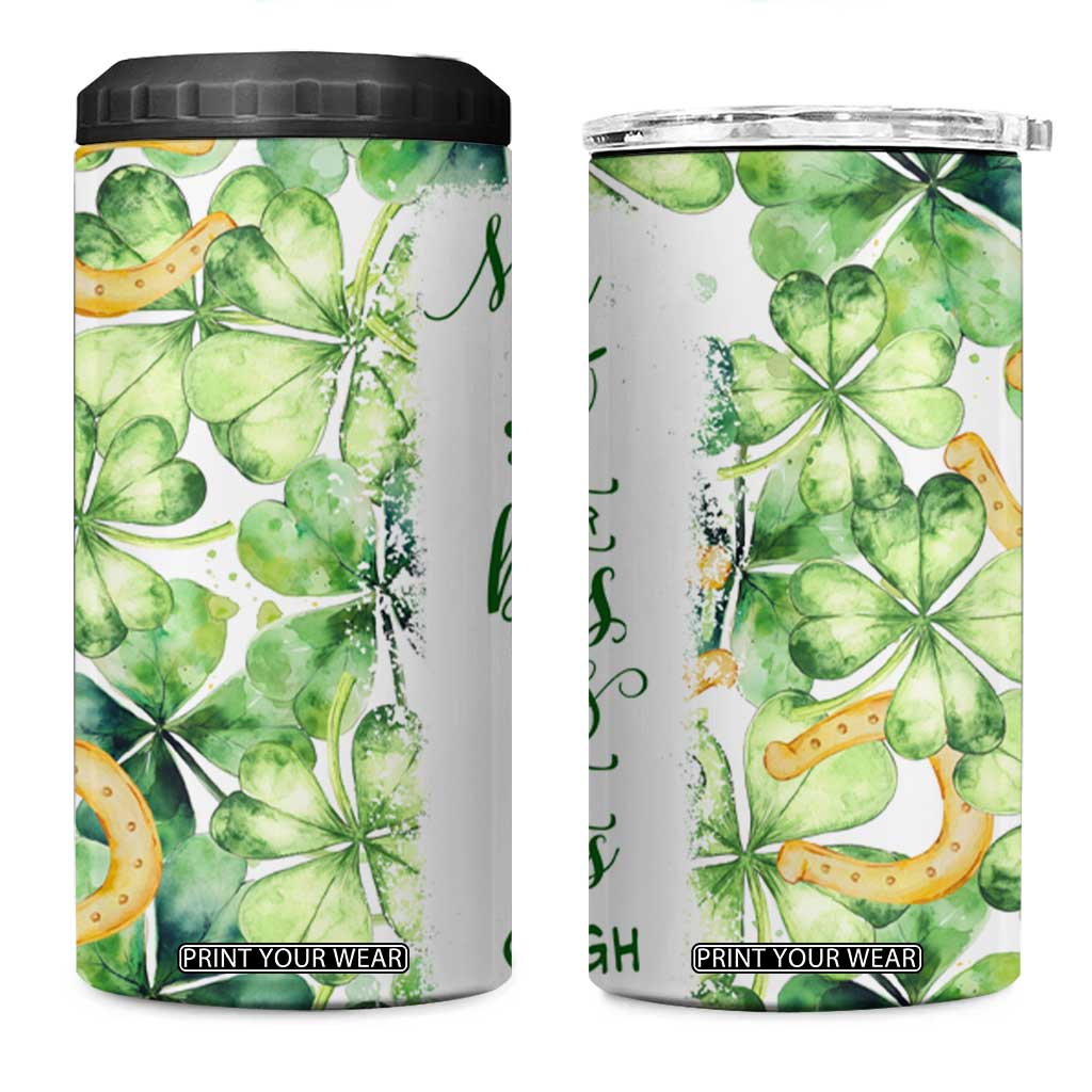 Green Lucky Shamrock Wishes 4 in 1 Can Cooler Tumbler May Your Troubles Be Less And Your Blessings Be More Irish Things TB02 One Size: 16 oz Green Print Your Wear
