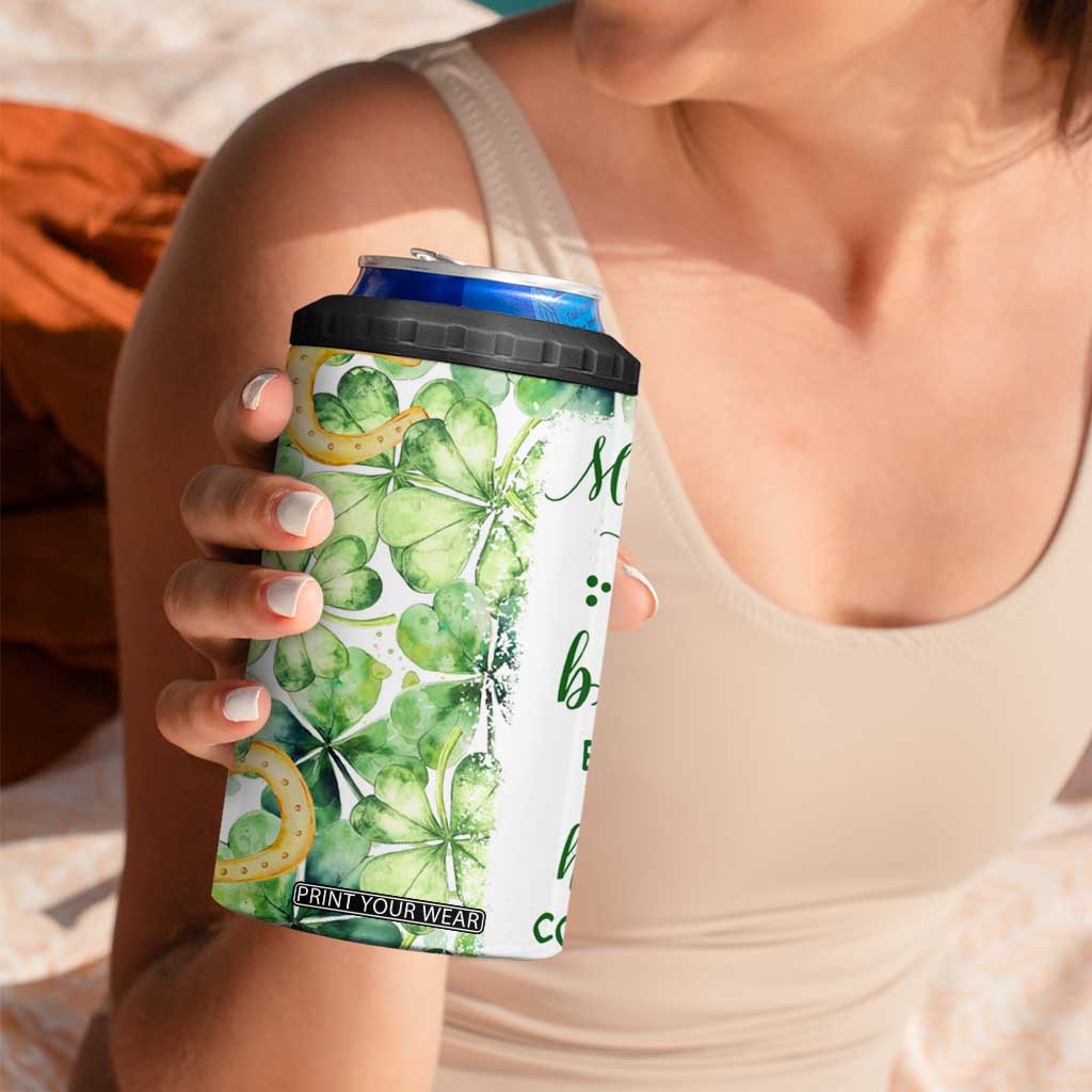Green Lucky Shamrock Wishes 4 in 1 Can Cooler Tumbler May Your Troubles Be Less And Your Blessings Be More Irish Things TB02 Print Your Wear
