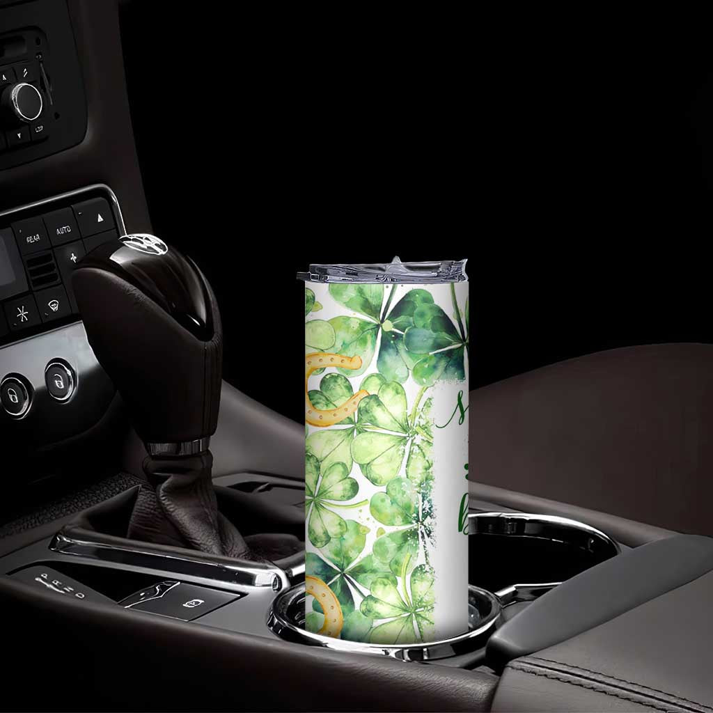Green Lucky Shamrock Wishes Skinny Tumbler May Your Troubles Be Less And Your Blessings Be More Irish Things TB02 Print Your Wear