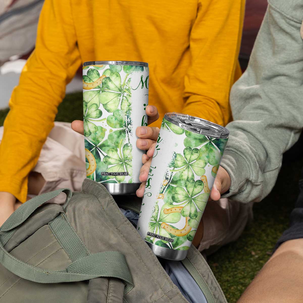 Green Lucky Shamrock Wishes Tumbler Cup May Your Troubles Be Less And Your Blessings Be More Irish Things TB02 Print Your Wear