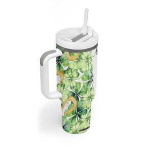 Green Lucky Shamrock Wishes Tumbler With Handle May Your Troubles Be Less And Your Blessings Be More Irish Things TB02 Print Your Wear