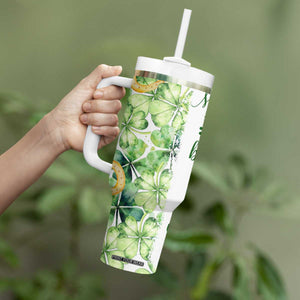 Green Lucky Shamrock Wishes Tumbler With Handle May Your Troubles Be Less And Your Blessings Be More Irish Things TB02 Print Your Wear