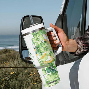 Green Lucky Shamrock Wishes Tumbler With Handle May Your Troubles Be Less And Your Blessings Be More Irish Things TB02 Print Your Wear