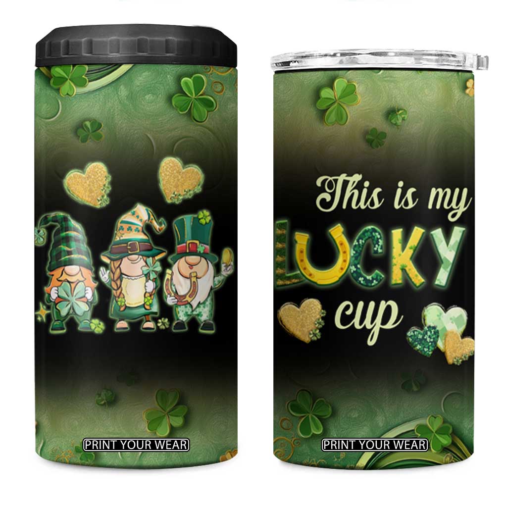 This Is My Lucky Cup 4 in 1 Can Cooler Tumbler Cute Irish Gnomes Buffalo Palid Funny St Patricks Day TB02 One Size: 16 oz Black Print Your Wear