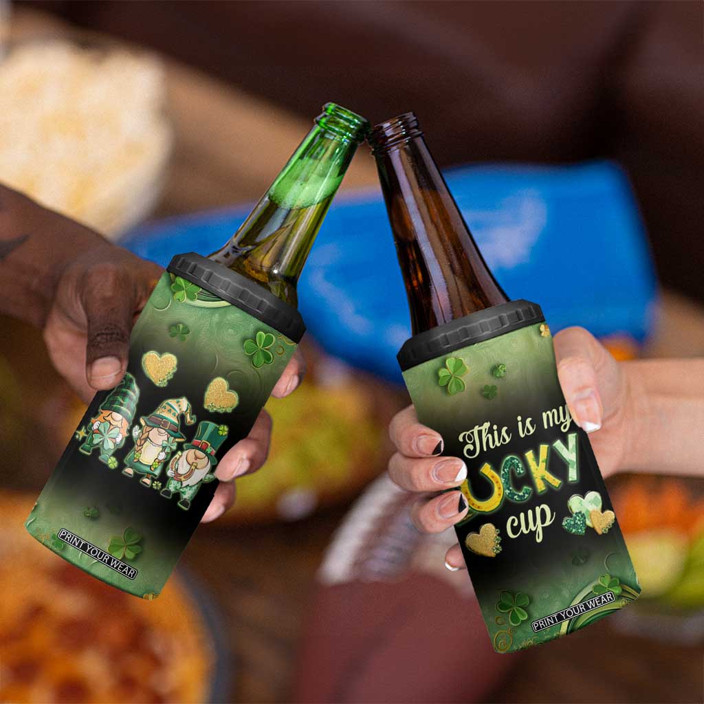 This Is My Lucky Cup 4 in 1 Can Cooler Tumbler Cute Irish Gnomes Buffalo Palid Funny St Patricks Day TB02 Print Your Wear