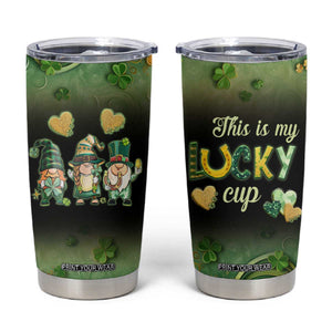 This Is My Lucky Cup Tumbler Cup Cute Irish Gnomes Buffalo Palid Funny St Patricks Day TB02 Black Print Your Wear